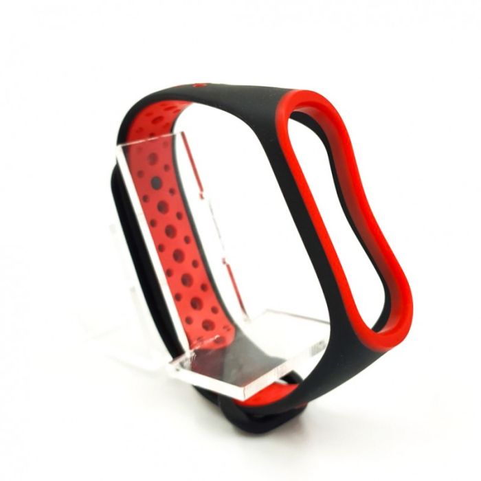 Силиконовый ремешок браслет Nike Sport  для Mi Band 3/4 black-red
