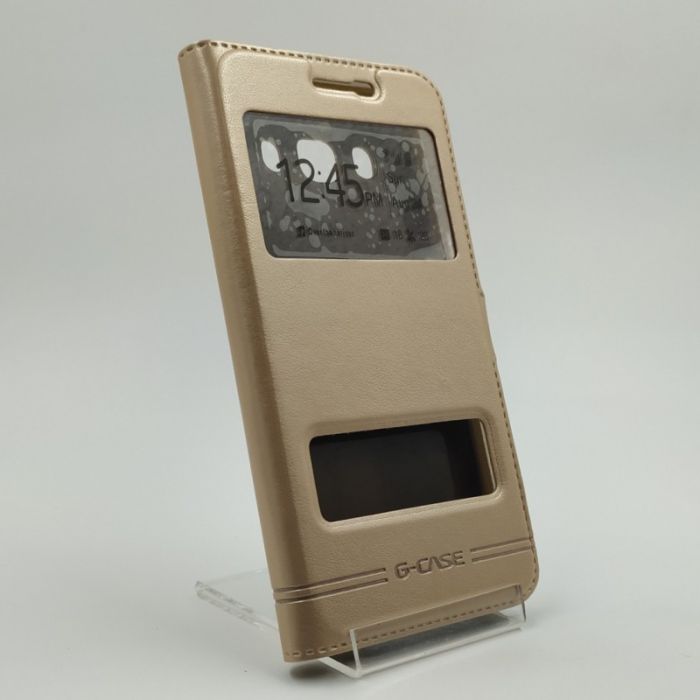 Кожаный противоударный чехол-книжка G-CASE Samsung Galaxy J5 2016 J510 Gold