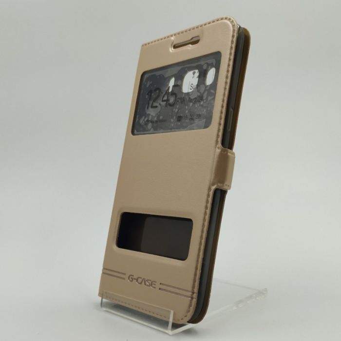 Кожаный противоударный чехол-книжка G-CASE Samsung Galaxy J5 2016 J510 Gold