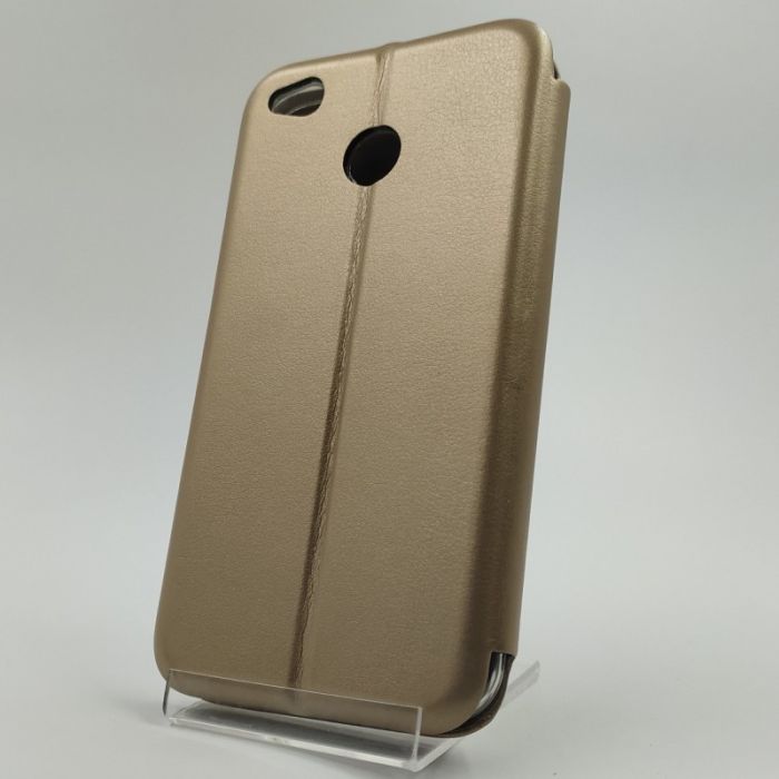 Кожаный противоударный чехол-книжка Wing Xiaomi Redmi 4X Gold (Золотой)