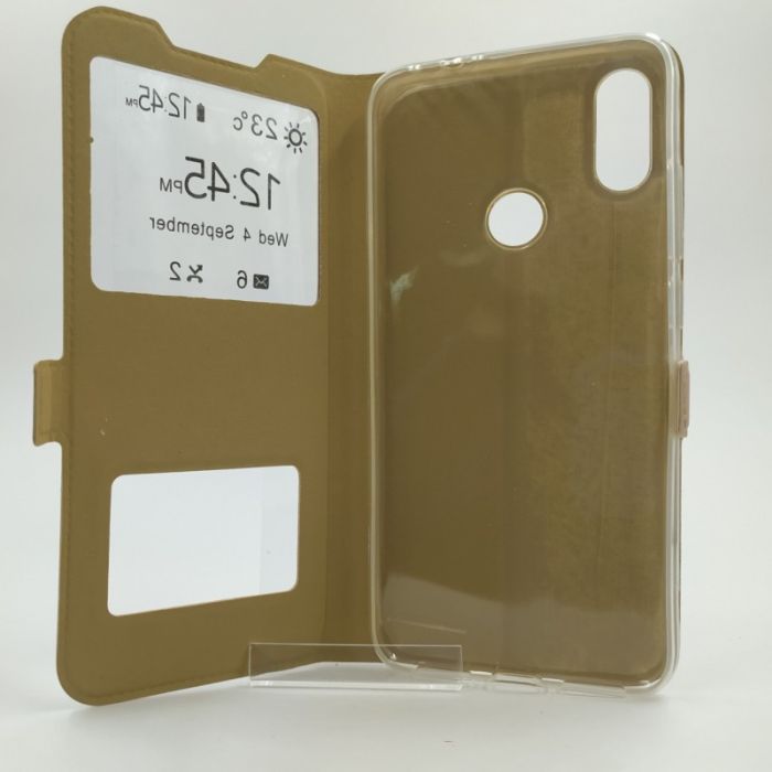Кожаный противоударный чехол-книжка с подставкой G-CASE Xiaomi Redmi Note7 Gold