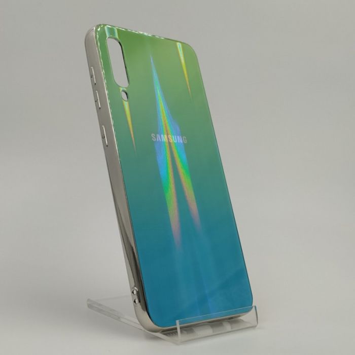 Стеклянный чехол Gradient case Samsung A50 aquamarine