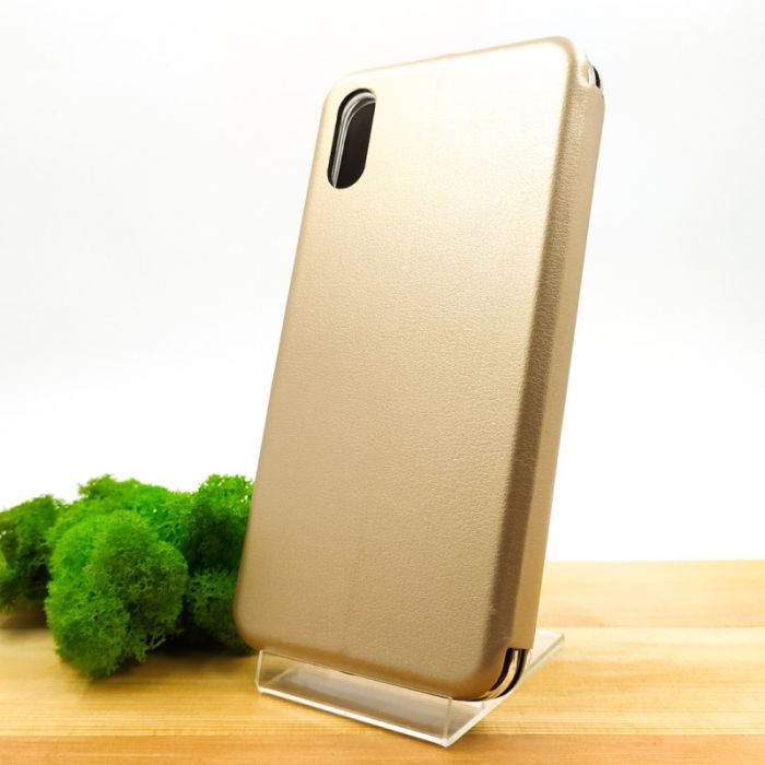 Кожаный противоударный чехол-книжка Hoco Xiaomi Redmi9a Gold