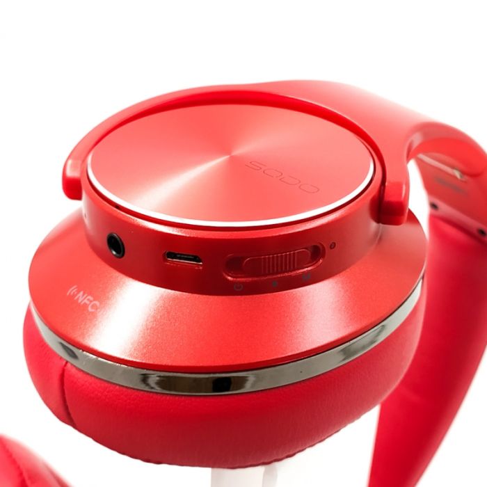 Накладные полноразмерные Bluetooth наушники с функцией колонки  SODO MH5 Red
