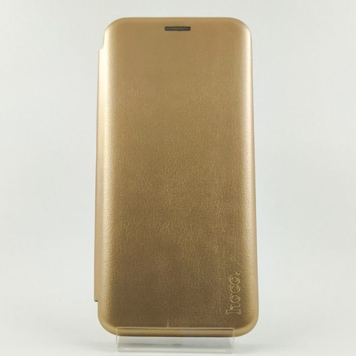 Кожаный противоударный чехол-книжка Hoco Case Samsung A41 Gold