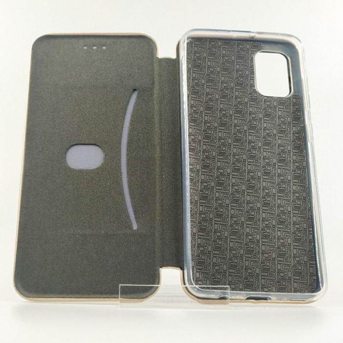 Кожаный противоударный чехол-книжка Hoco Case Samsung A41 Gold