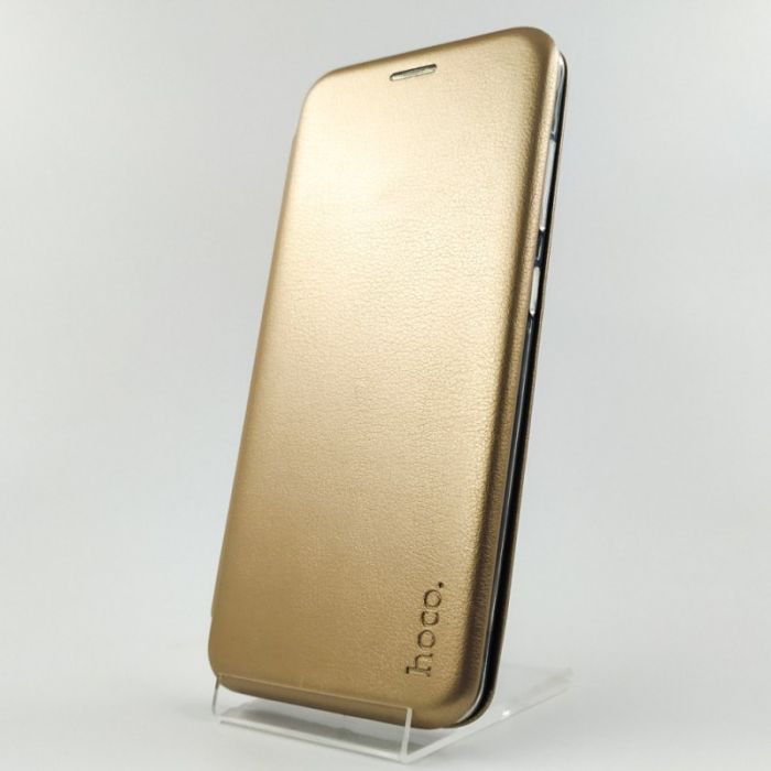 Кожаный противоударный чехол-книжка Hoco Case Samsung A41 Gold