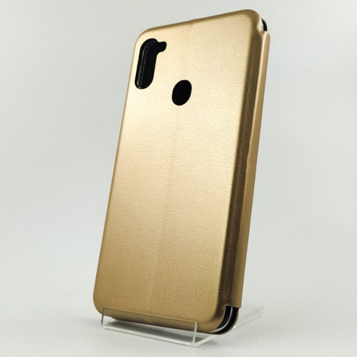 Кожаный противоударный чехол-книжка Hoco Samsung M11 Gold