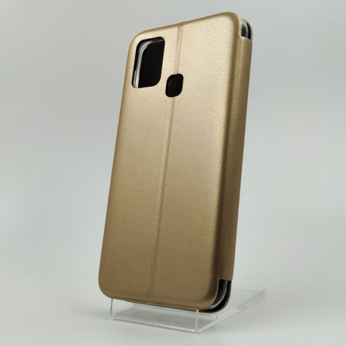 Кожаный противоударный чехол-книжка Hoco Samsung M31 Gold