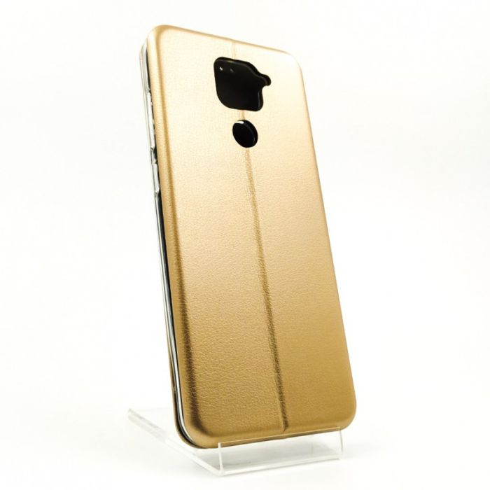 Кожаный противоударный чехол-книжка Hoco Xiaomi Redmi Note9 Gold