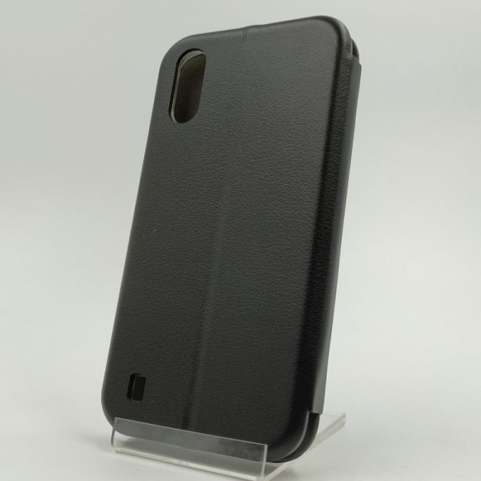 Кожаный противоударный чехол-книжк Samsung A01 Black
