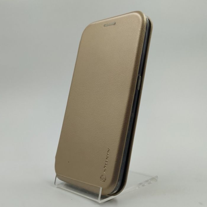 Кожаный противоударный чехол-книжка Wing Samsung A01 Gold