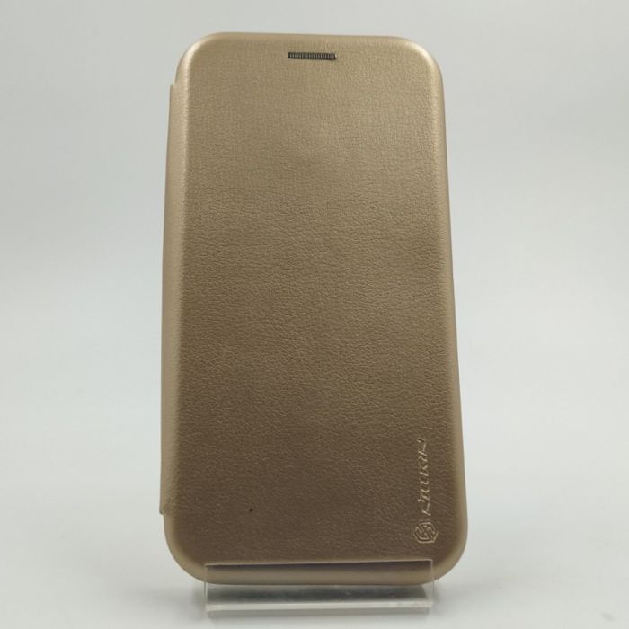 Кожаный противоударный чехол-книжка Wing Samsung A01 Gold