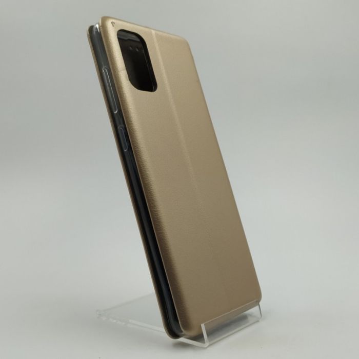 Кожаный противоударный чехол-книжка Wing Samsung A71 Gold