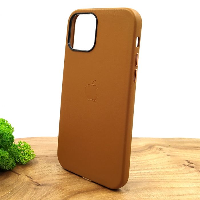 Оригинальный кожаный чехол-накладка Molan Leather Case для IPHONE 12(6.1) Brown