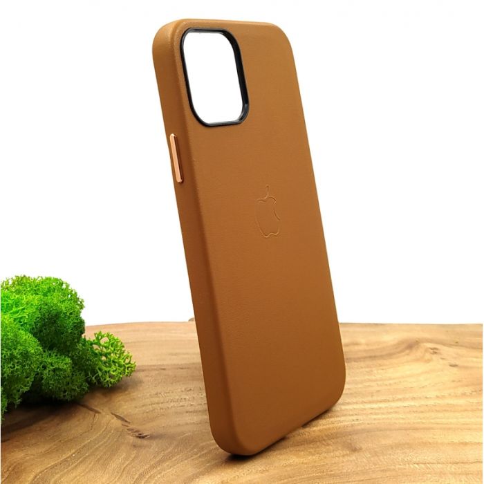 Оригинальный кожаный чехол-накладка Molan Leather Case для IPHONE 12(6.1) Brown