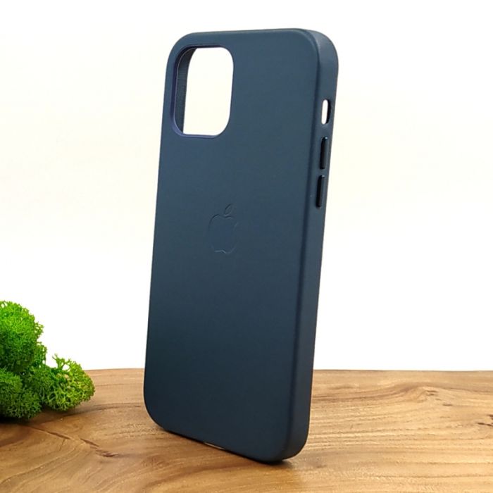 Оригинальный кожаный чехол-накладка Molan Leather Case for Apple iPhone 12 Pro Blue