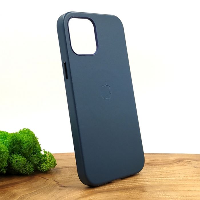 Оригинальный кожаный чехол-накладка Molan Leather Case for Apple iPhone 12 Pro Max Blue