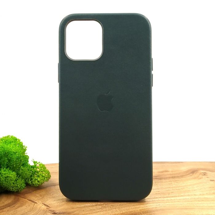 Оригинальный кожаный чехол-накладка Molan Leather Case for Apple iPhone 12 Pro Pine green