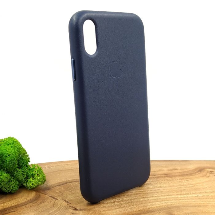 Оригинальный кожаный чехол-накладка Molan Leather Case for Apple iPhone XR Blue