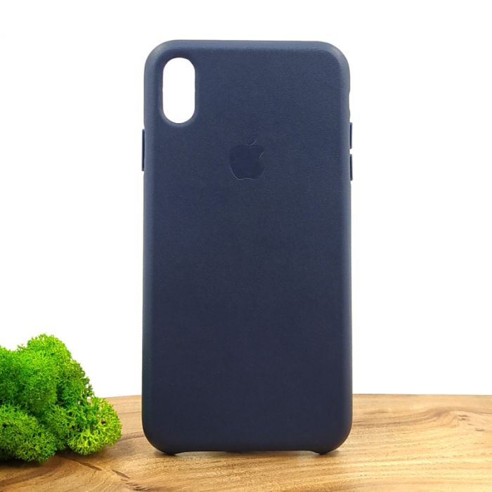 Оригинальный кожаный чехол-накладка Molan Leather Case for Apple iPhone XS Max Blue