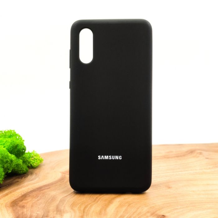 Оригинальный матовый чехол-накладка Silicone Case для Samsung A02 Black