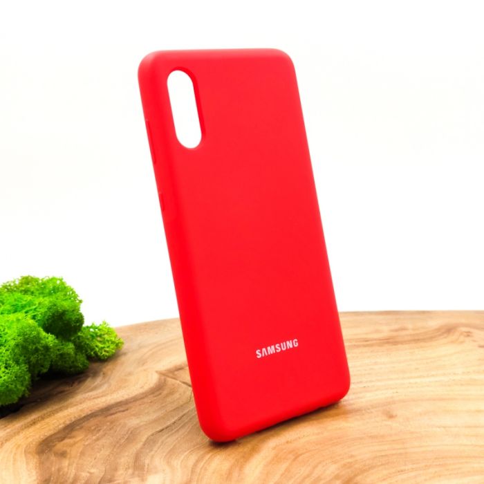 Оригинальный матовый чехол-накладка Silicone Case для Samsung A02 Red