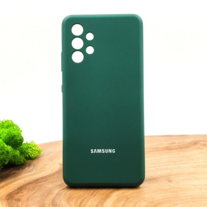 Оригинальный матовый чехол-накладка Silicone Case для SAMSUNG A32 4G Blue Green