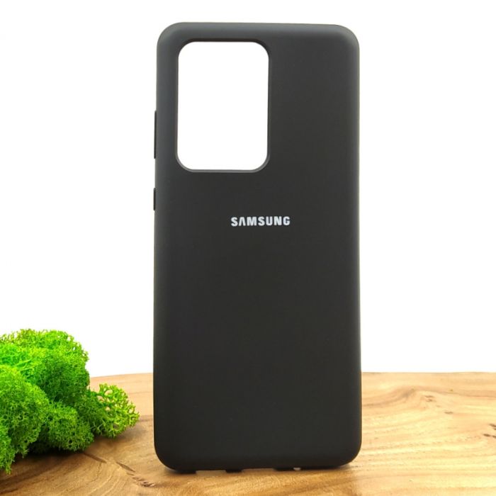 Оригинальный матовый чехол-накладка Silicone Case для Samsung S20 Ultra Black