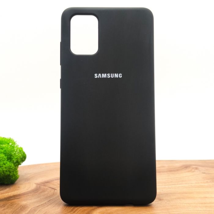 Оригинальный матовый чехол-накладка Silicone Case Samsung A71 Black
