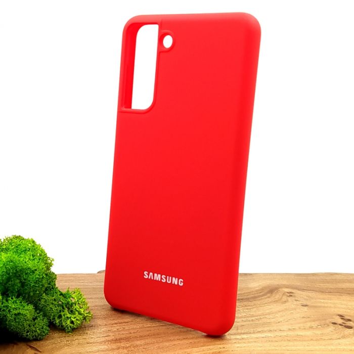Оригинальный матовый чехол-накладка Silicone Case Samsung S21 Red