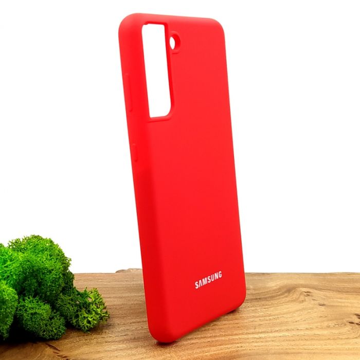 Оригинальный матовый чехол-накладка Silicone Case Samsung S21 Red