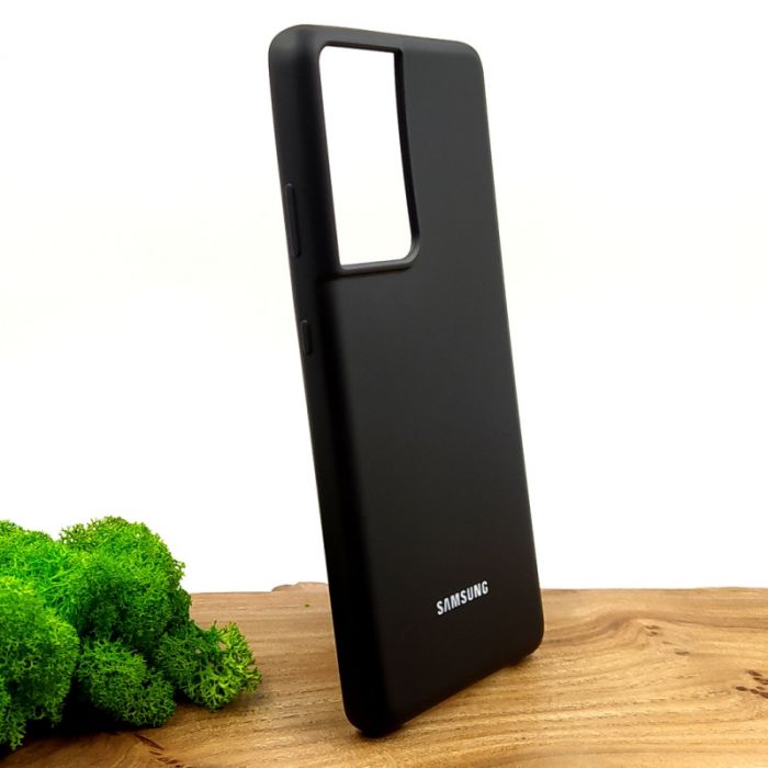 Оригинальный матовый чехол-накладка Silicone Case Samsung S21 Ultra Black