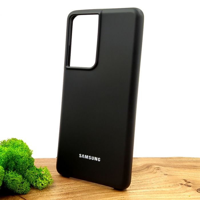 Оригинальный матовый чехол-накладка Silicone Case Samsung S21 Ultra Black