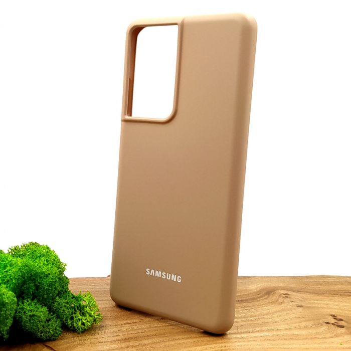 Оригинальный матовый чехол-накладка Silicone Case Samsung S21 Ultra Matte Pink