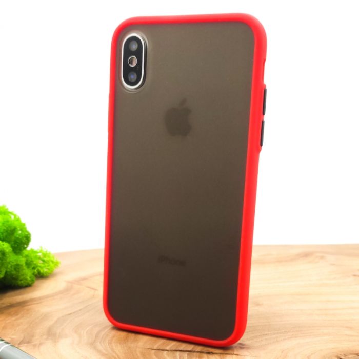 Противоударный полиуретановый чехол Smoke case для Iphone XS Red