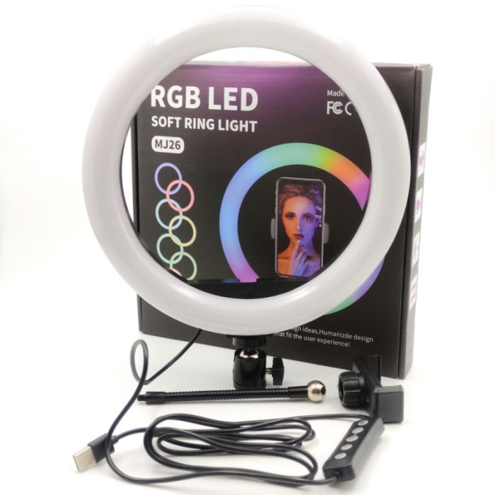 Разноцветная кольцевая LED лампа для селфи MJ33