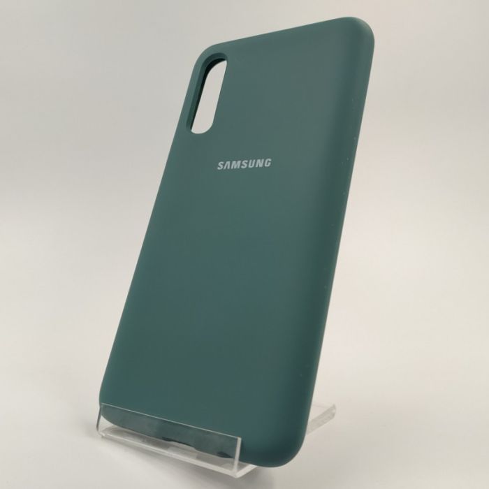 Оригинальный матовый чехол-накладка Silicone Case Samsung A50 Blue Green