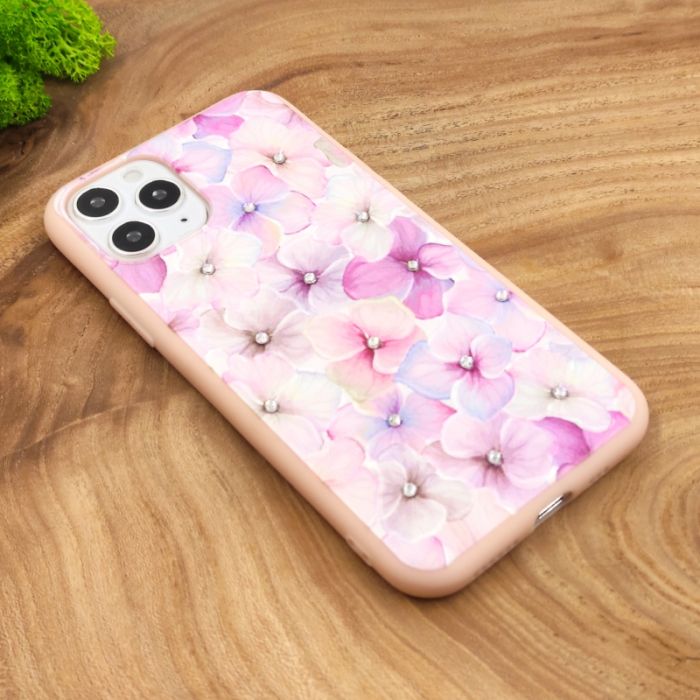 Силиконовый чехол-накладка цветы со стразами для Iphone 11 Pro Max