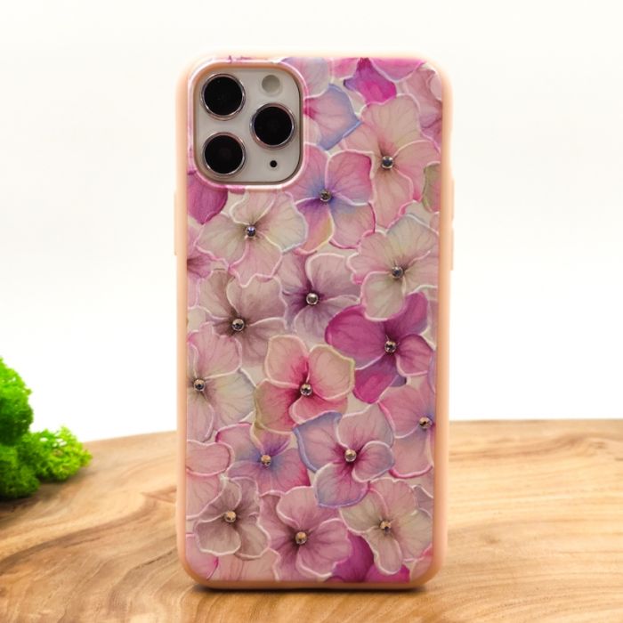 Силиконовый чехол-накладка цветы со стразами для Iphone 11 Pro