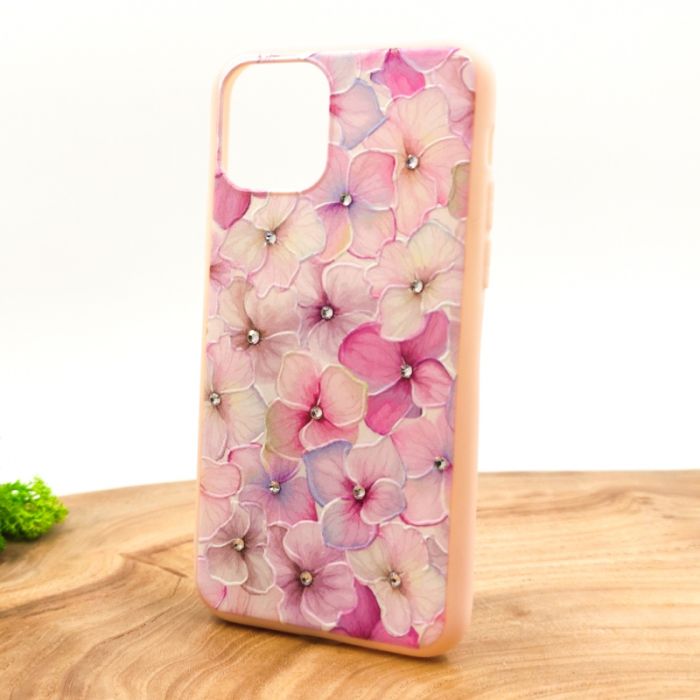 Силиконовый чехол-накладка цветы со стразами для Iphone 12 Pro Max