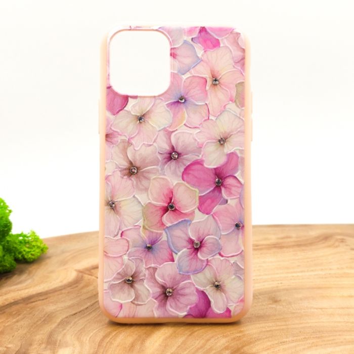 Силиконовый чехол-накладка цветы со стразами для Iphone 12 Pro/12