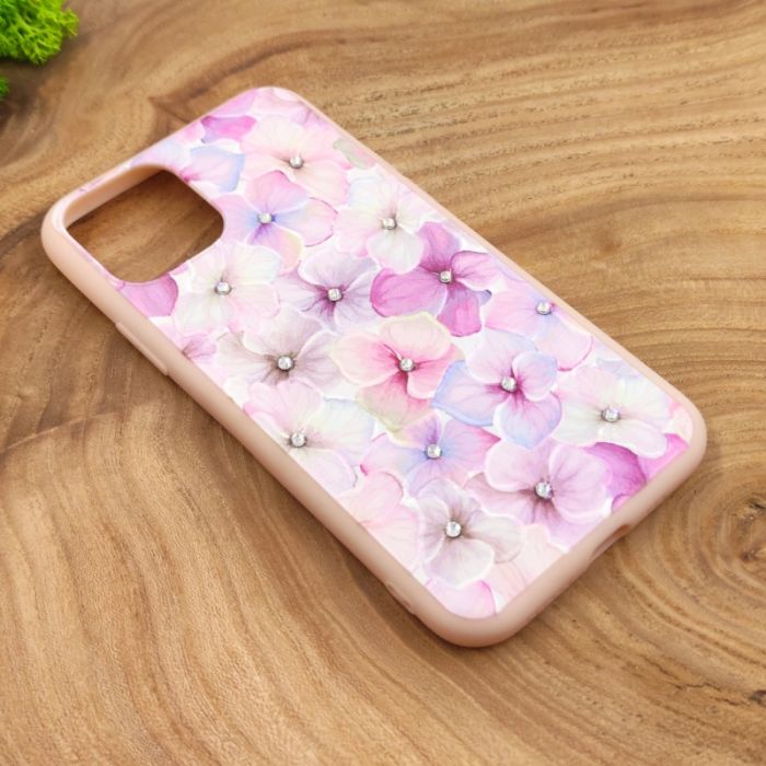 Силиконовый чехол-накладка цветы со стразами для Iphone 12 Pro/12