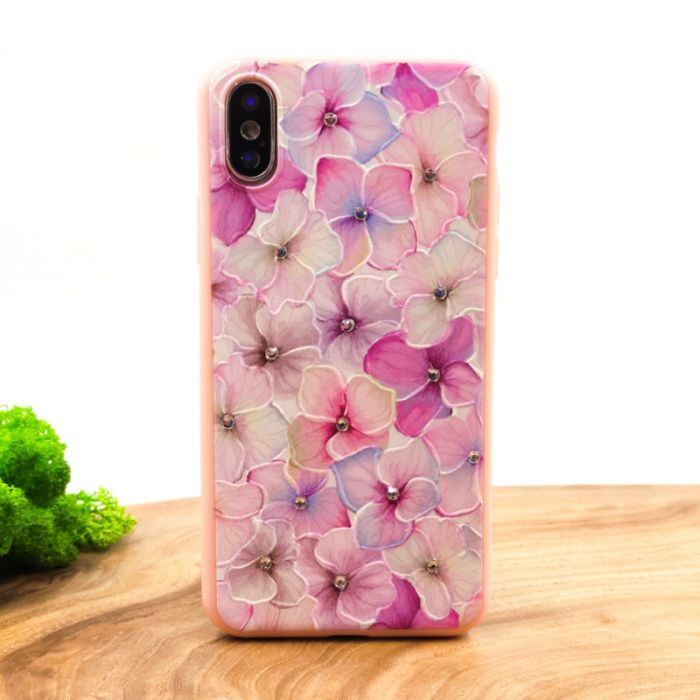 Силиконовый чехол-накладка цветы со стразами для Iphone XS Max