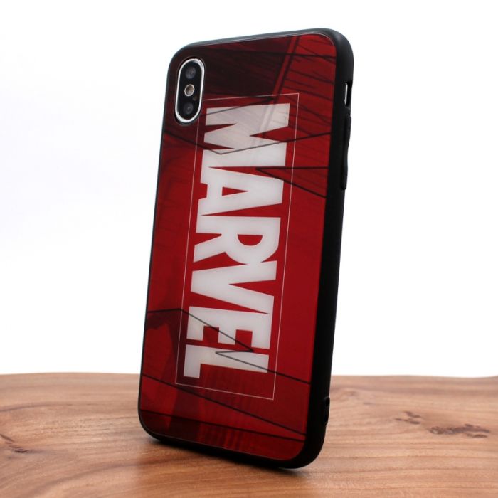 Стеклянный ударопрочный чехол с принтом Marvel для Iphone XS Max