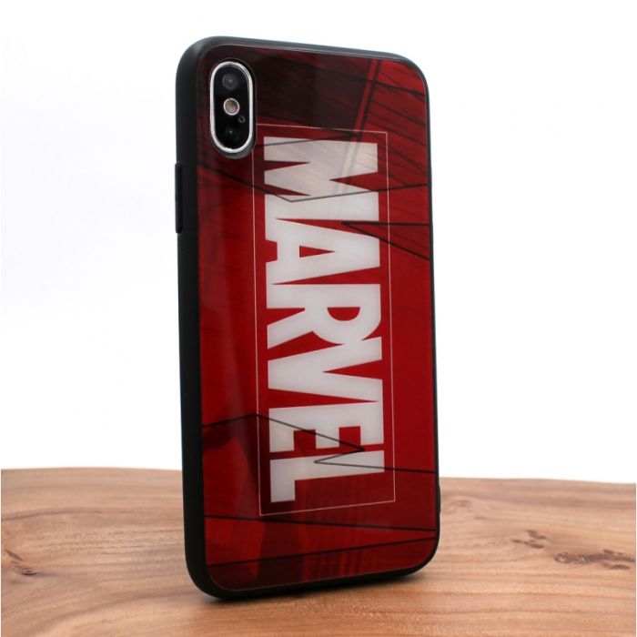 Стеклянный ударопрочный чехол с принтом Marvel для Iphone XS