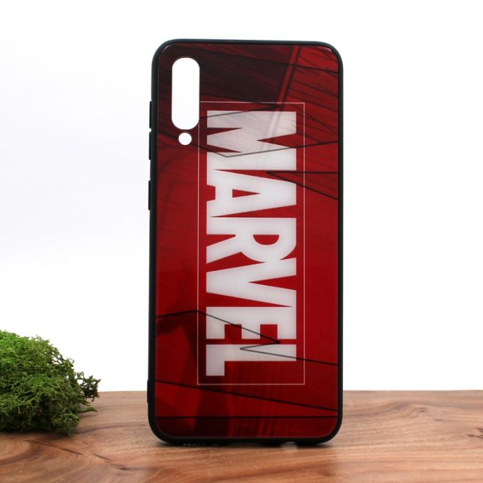 Стеклянный ударопрочный чехол с принтом Marvel для Samsung A50