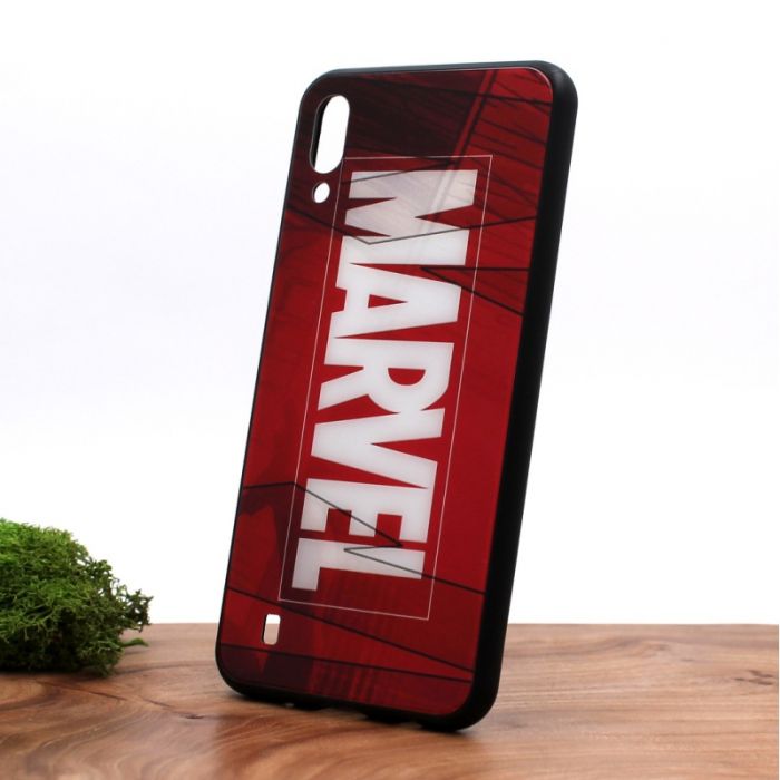 Стеклянный ударопрочный чехол с принтом Marvel для Samsung M10