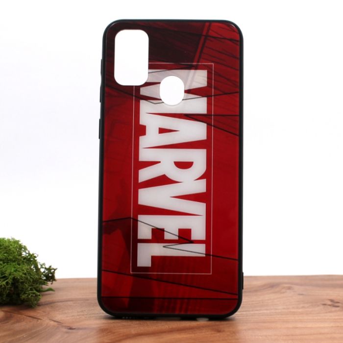 Стеклянный ударопрочный чехол с принтом Marvel для Samsung M30s