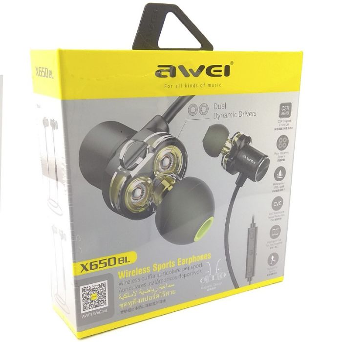 Стерео Bluetooth наушники AWEI X650BL Dual Dynamic + Magnetic Gold (Золотой)